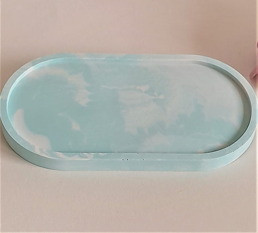 Jesmonite - Eco Luxe Light Sage & White Oval Trinket Tray - Homeware